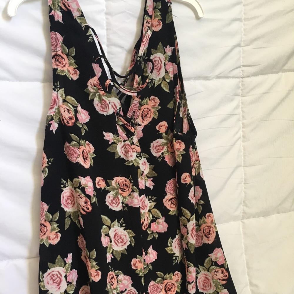 Black Blouse with Flower Prints